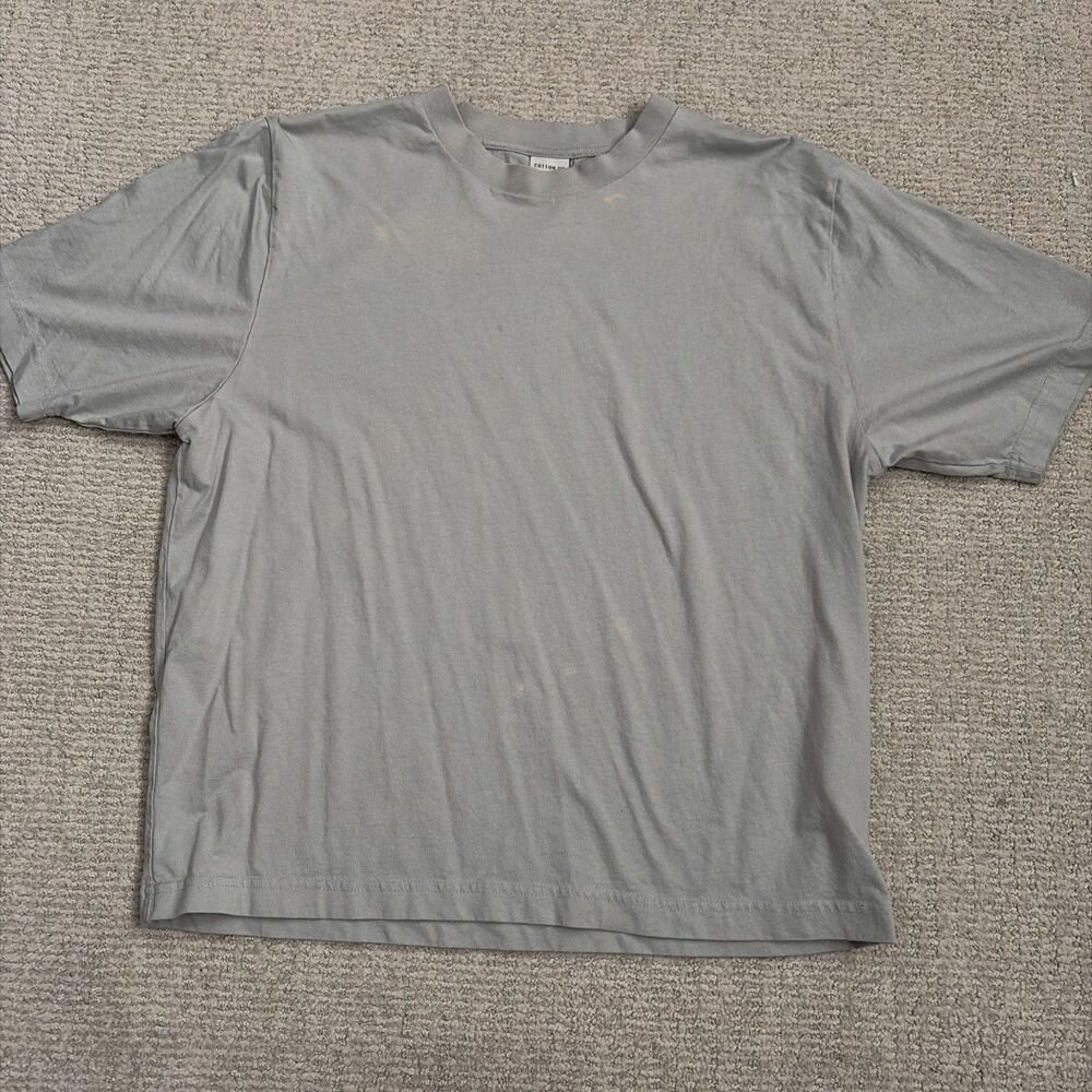 Cotton On Men's Short Sleeve Cropped T-Shirt Grey Size Large boxy